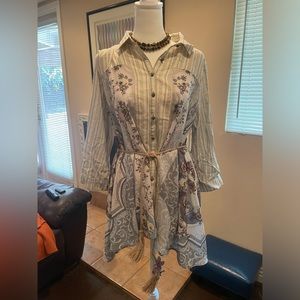 NWOT Aratta Silent Journey Stories of Old Sailor Striped Floral Button Front